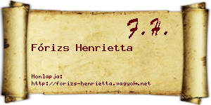 Fórizs Henrietta névjegykártya