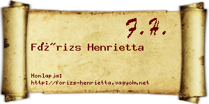 Fórizs Henrietta névjegykártya