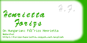 henrietta forizs business card